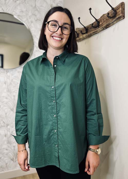 Chemise verte grande taille Majorelle vue face - Giulia Collection