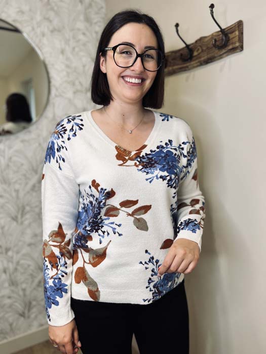 Pullover ivoire grande taille Iris vue face - Giulia Collection