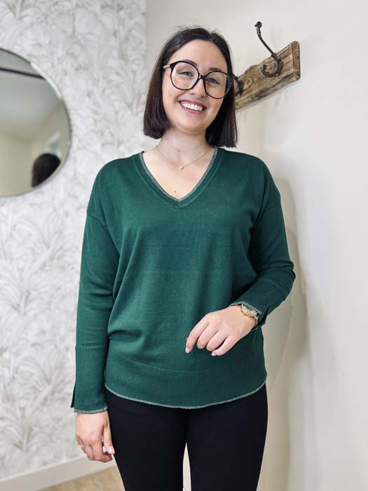 Pullover vert grande taille Inaya vue face - Giulia Collection