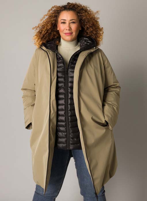 Manteau kaki grande taille Brenda vue face - Giulia Collection