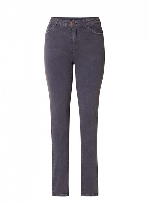 Pantalon gris bleu grande taille Cassandra vue face - Giulia Collection