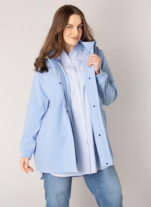 Manteau bleu grande taille Ymre vue face - Giulia Collection Coutances