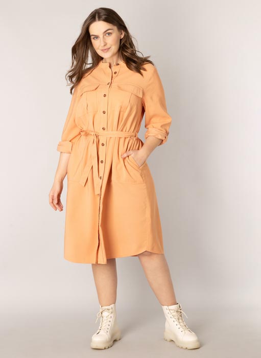 Robe orange grande taille Yonieck vue face - Giulia Collection Coutances