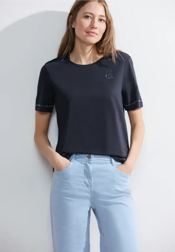 Teeshirt bleu marine grande taille Valentina vue face - Giulia Collection Coutances