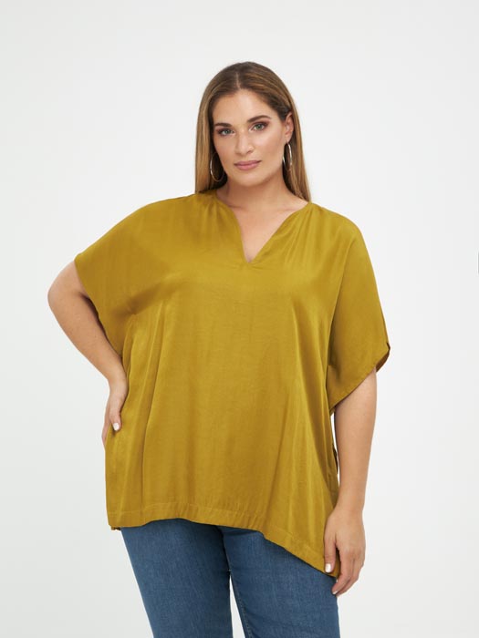 Blouse jaune grande taille Prune vue face - Giulia Collection Coutances