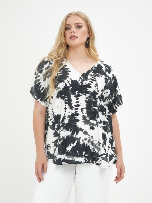 Blouse noire grande taille Mady vue face - Giulia Collection Coutances