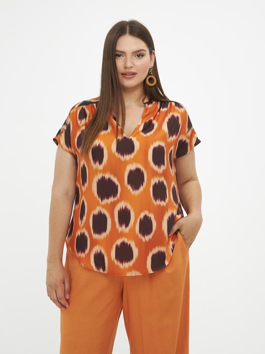 Blouse orange grande taille Eloane vue face - Giulia Collection Coutances