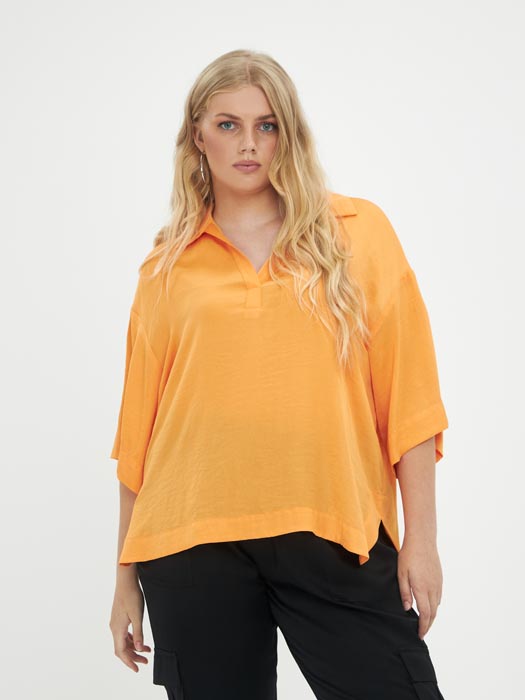 Blouse orange grande taille Izia vue face - Giulia Collection Coutances