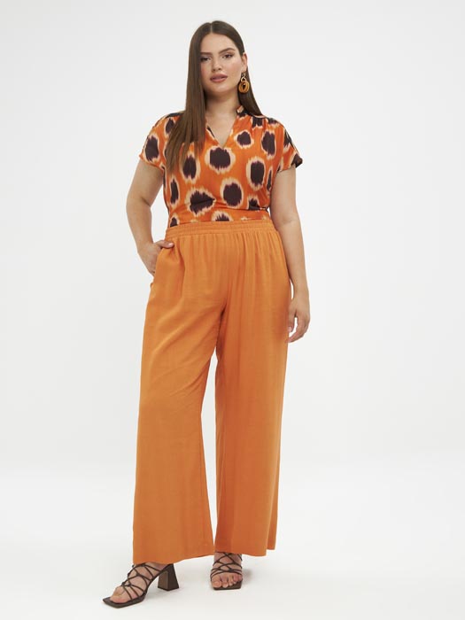 Pantalon orange grande taille Callie vue face - Giulia Collection Coutances
