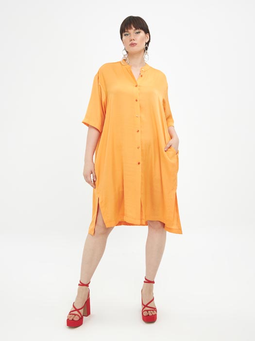 Robe orange grande taille Jenna vue face - Giulia Collection Coutances