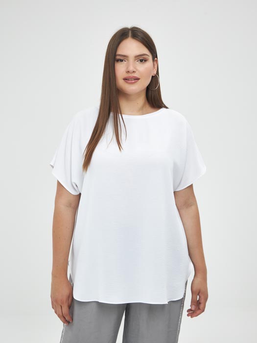 Tee-shirt blanc grande taille Melina vue face - Giulia Collection Coutances