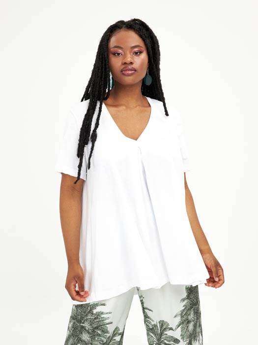 Tee-shirt blanc grande taille Mona vue face - Giulia Collection Coutances