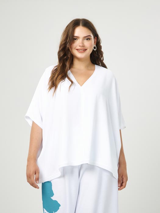 Tee-shirt blanc grande taille Océane vue face - Giulia Collection Coutances