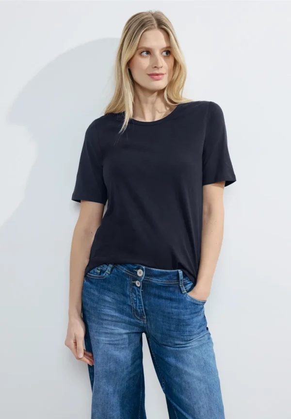 Tee-shirt bleu marine grande taille Kessy vue face - Giulia Collection Coutances