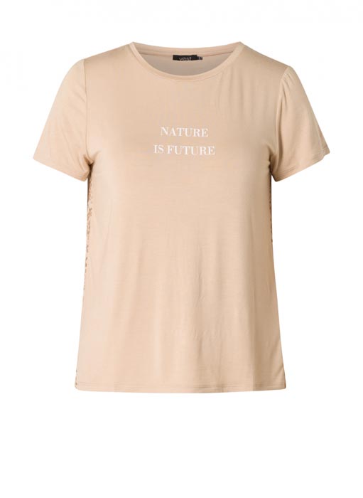 Teeshirt beige grande taille Hava vue face - Giulia Collection Coutances