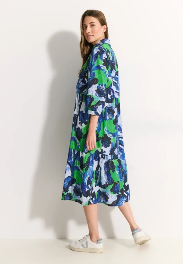 Robe bleu grande taille Anastasia vue profil - Giulia Collection Coutances