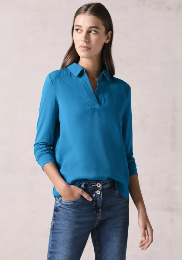 Blouse bleu grande taille Isadora vue face - Giulia Collection Coutances