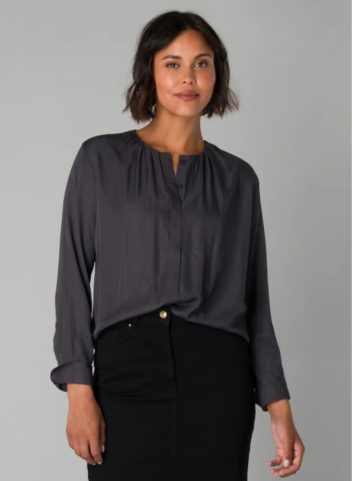 Blouse grise grande taille Oekje vue face - Giulia Collection Coutances