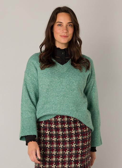 Pull menthe grande taille Nemo vue face - Giulia Collection Coutances