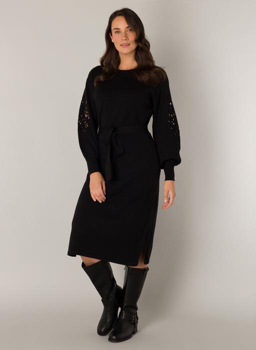 Robe noire grande taille Neva vue face - Giulia Collection Coutances