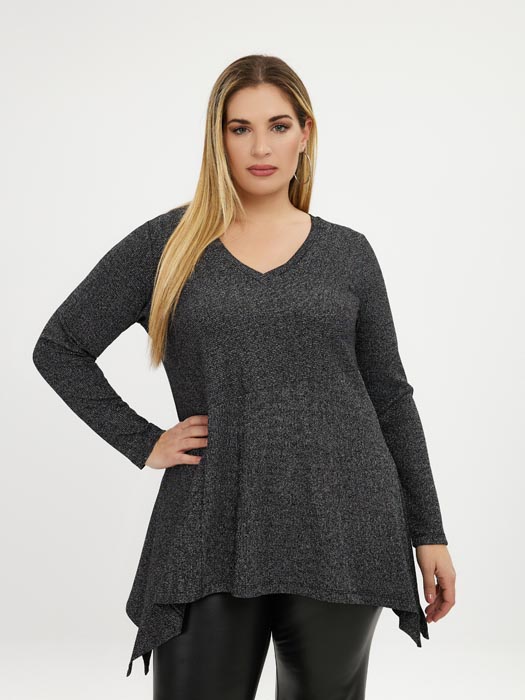 Top gris grande taille Théoline vue face - Giulia Collection Coutances