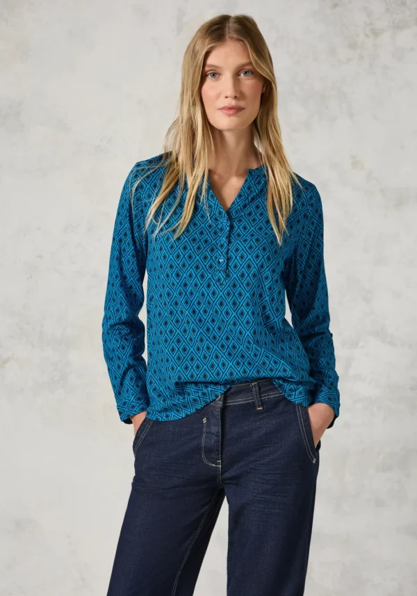 Blouse bleu grande taille Eliora vue face - Giulia Collection Coutances