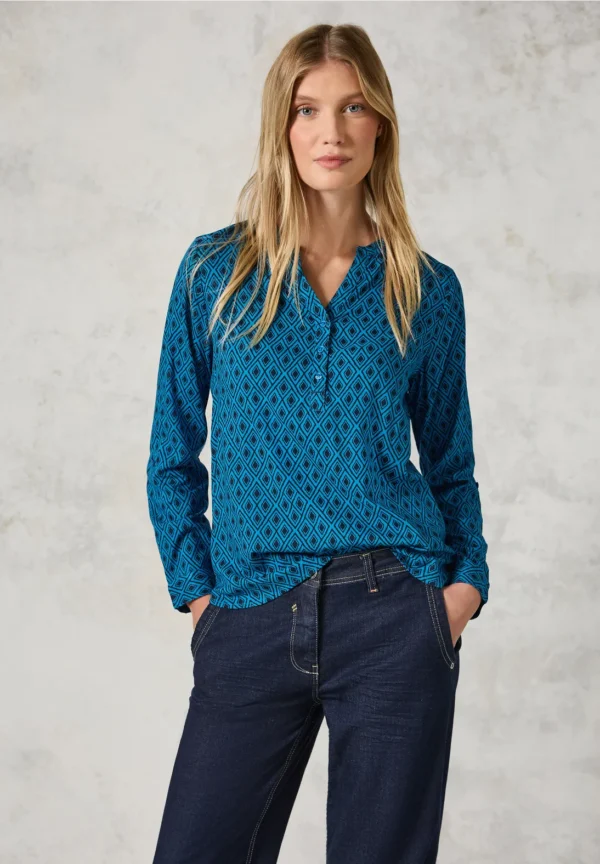 Blouse bleu grande taille Eliora vue face - Giulia Collection Coutances