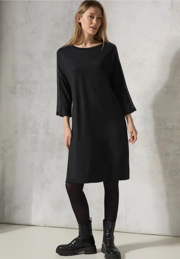 Robe noire grande taille Gallia vue face - Giulia Collection Coutances